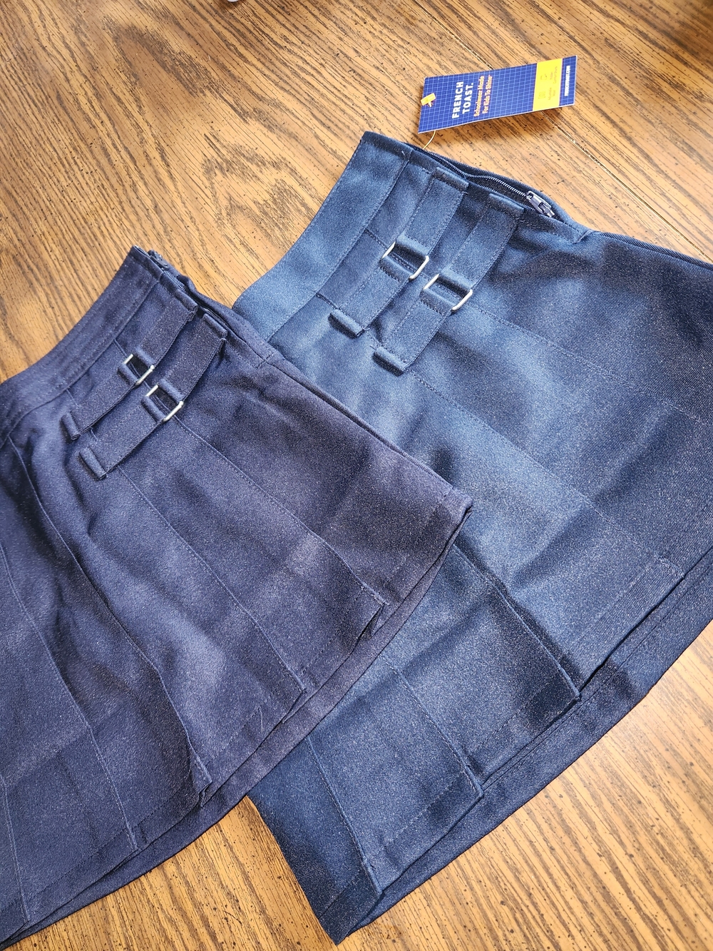 Uniform Classic Navy Pleated Mini Skort with Buckle Detail - French Toast